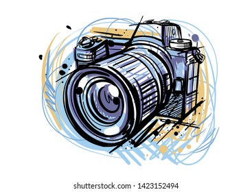 abstract color camera on white background