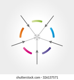 abstract color circle with arrows targeting to center