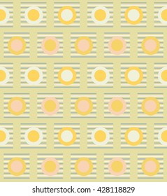 Abstract color circle with stripes line square design on brown background pattern seamless backdrop wallpaper. Vector image