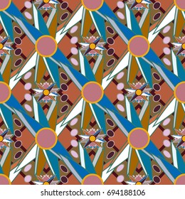 Abstract color circle and triangle seamless pattern for new background.