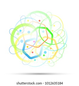 Abstract color circles and polygons