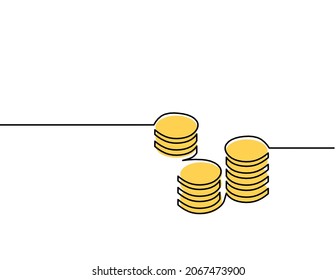 Las monedas de color abstractas como líneas continuas dibujando sobre fondo blanco. Vector