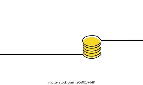 Abstract color coins as continuous lines drawing on white background. Vector