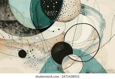 Abstractas, combinación de colores, textura, geometría, Elementos dorados, arte, composición gráfica, líneas doradas, acuarela, paisaje, paisaje, Ilustración vectorial
