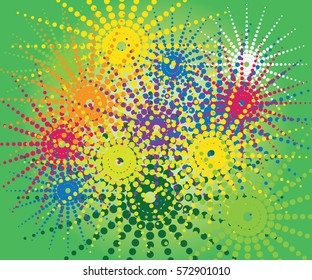 Abstract color composition of stars, made in the style of halftone