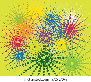 Abstract color composition of stars, made in the style of halftone