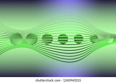 Abstract, color composition of thin, curved lines on a color gradient background with geometric shapes. Vector image.
