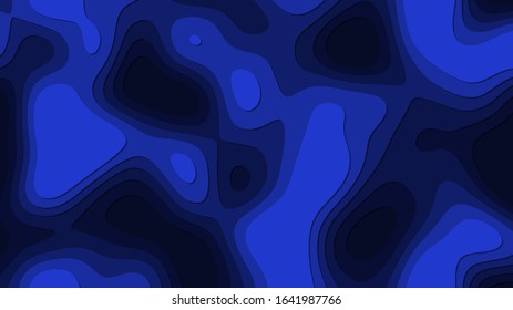 Abstract color cover. paper cut shapes. Blue carving art. Wave blend pattern. Fluid shapes composition. design posters.