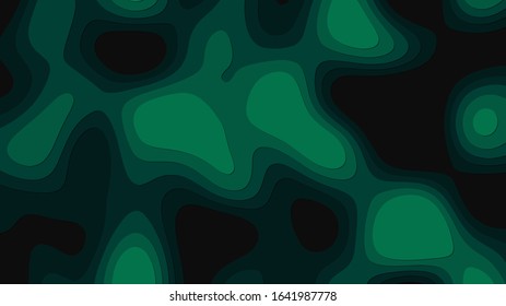 Abstract color cover. paper cut shapes. Green carving art. Wave blend pattern. Fluid shapes composition. design posters.