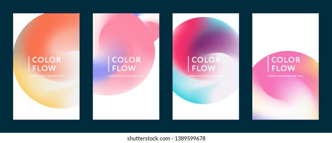 Abstract color covers. Set of backgrounds. Abstract gradient background. Wave blend pattern. Fluid shapes composition. Futuristic design posters. Eps10 vector.