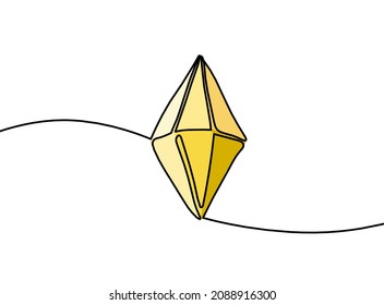 Cristal de color abstracto como líneas continuas dibujando sobre fondo blanco. Vector
