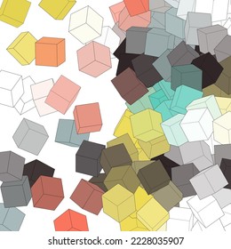 Abstract color cubes element background. Overlapping geometry design. Modern simple hexagonal graphic concept.