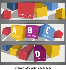 Abstract color cubes web banners eps10 vector illustration.