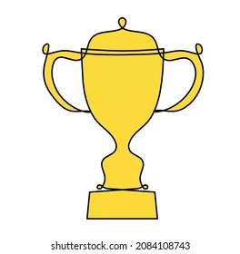 Abstract color cup as continuous lines drawing on white as background