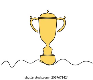 Abstract color cup as continuous lines drawing on white as background. Vector