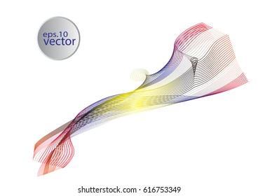  Abstract color curved lines background, Smoke lines, Abstract vector background