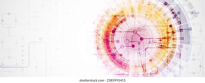 Abstract color digital communication technology background. Handmade vector art.