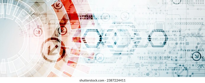 Abstract color digital communication technology background. Handmade vector art.