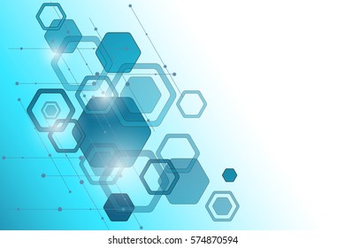 Abstract color digital communications technology background. Vector illustration. Background of hexagons