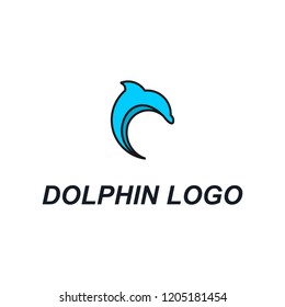 abstract color dolphin logo design