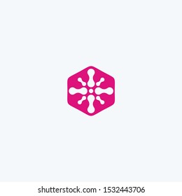 Abstract color dot logo design. Energy atom tech icon vector