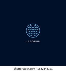 Abstract color dot logo design. Energy atom tech icon vector