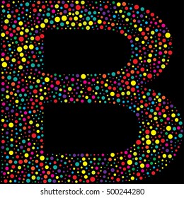 abstract color dots shape fill in letter B as design element