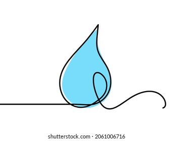 Abstract color drop as line drawing on white background. Vector