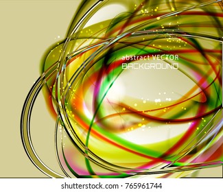 Abstract color dynamic background. Expressive vector frame with contrast glowing fibers 
