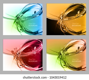 Abstract color dynamic background. Festive cool vector frame with contrast glowing fibers and butterfly
