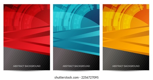 Abstract color dynamic motion background set with shapes and shades