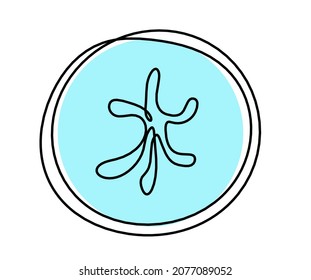 Abstract color element of water (hieroglyphs "water" in english) in feng shui as line drawing on the white background. Vector