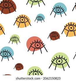 Abstract color eye vector seamless repeat pattern.