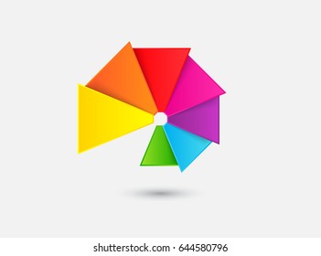 Abstract color fan on a gray background
