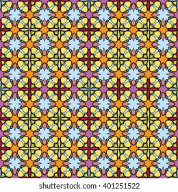 Abstract color fantasy graphic background, seamless geometric pattern. Hand drawn fabric texture. Tribal ethnic arabic, indian, ottoman ornament, doodle vector illustration. 