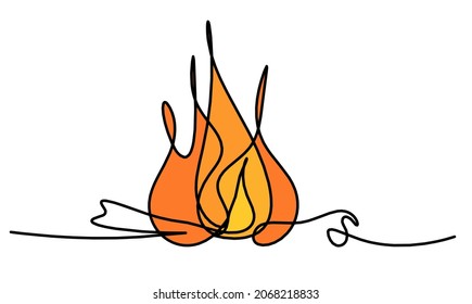 Abstraktes Farbfeuer als Linienzeichnung auf weißem Hintergrund. Vektorgrafik