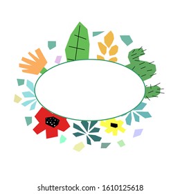 Abstract color floral frame. Vector illustration for design.