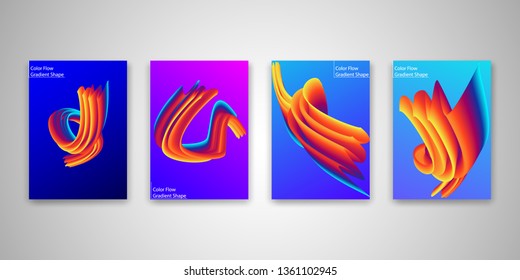 Abstract Color flow shape templates set, Liquid colorful gradient background collection. Vector Illustration
