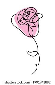 Abstract color flower as line drawing, isolated on white background. Vector