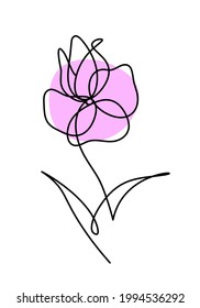 Abstract color flower as line drawing, isolated on white background. Vector