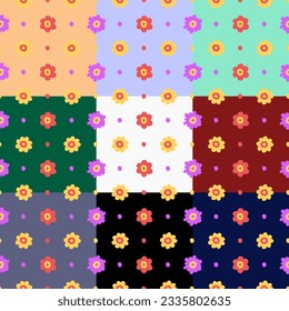 Abstract color flowers seamless pattern.