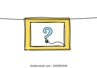 Abstract color frame for picture with question mark as line drawing on white as background. Vector