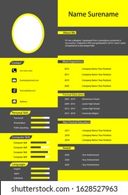Abstract and Color full CV Template. Black and Yellow Theme