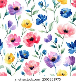 Abstrakte Farbe voller Blumen blühendes Design. Muster Aquarell floral nahtlos. Grunge strukturierte abstrakte Kunstvektor mit Blumen und Pflanzen im Aquarellstil.