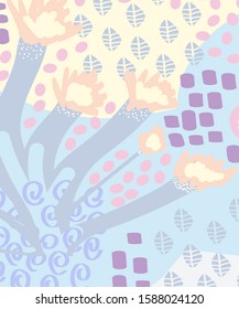 Abstract color fun cartoon texture template for Doodle modern background.Hand drawn texture. Perfect for website, card, poster, cover, invitation, brochure, label. Vector.