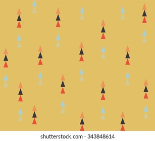 Abstract color geometric arrow triangle on orange design background seamless pattern wallpaper, vector image