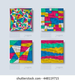Abstract color geometric background set with place for your text. Vector illustration.