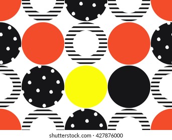 Abstract color geometric circle with stripes line and dot design pattern background seamless wallpaper. Vector image