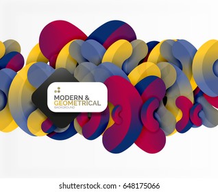 Abstract color geometric round shapes on white - elements with shadow, colorful composition