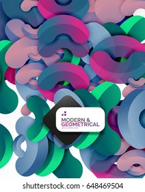 Abstract color geometric round shapes on white - elements with shadow, colorful composition